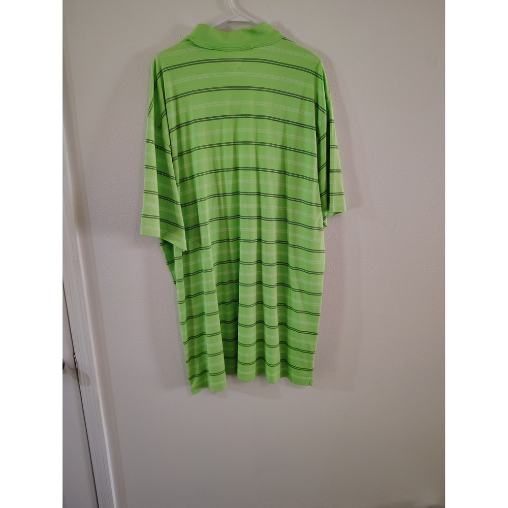 Foundry Big and Tall Lime‎ Green Striped Quick-Dri Polo Shirt 3XLT Pima Cotton - Picture 3 of 3